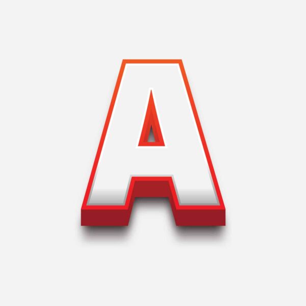 3D Letter A With Red Border