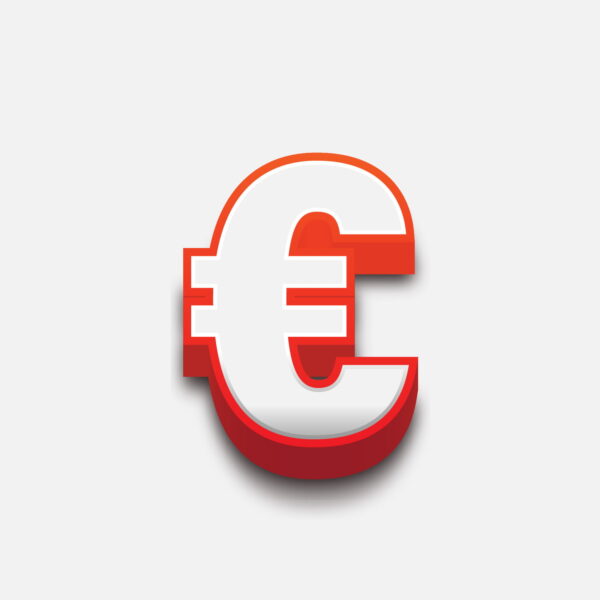 3D Euro Symbol With Red Border