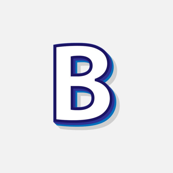 3D Letter B With Blue Border