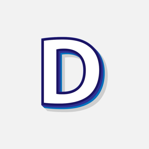 3D Letter D With Blue Border