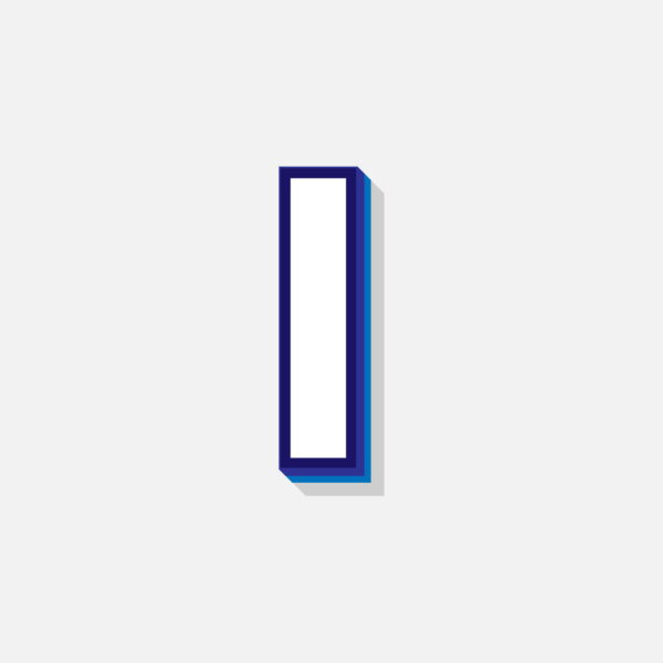 3D Letter I With Blue Border