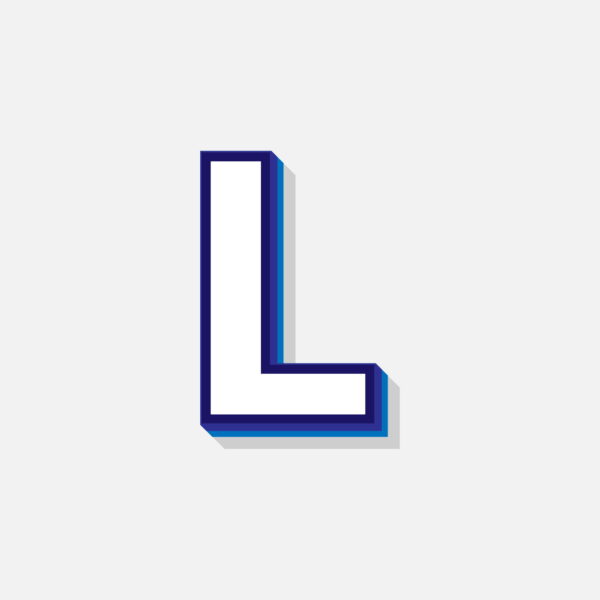 3D Letter L With Blue Border