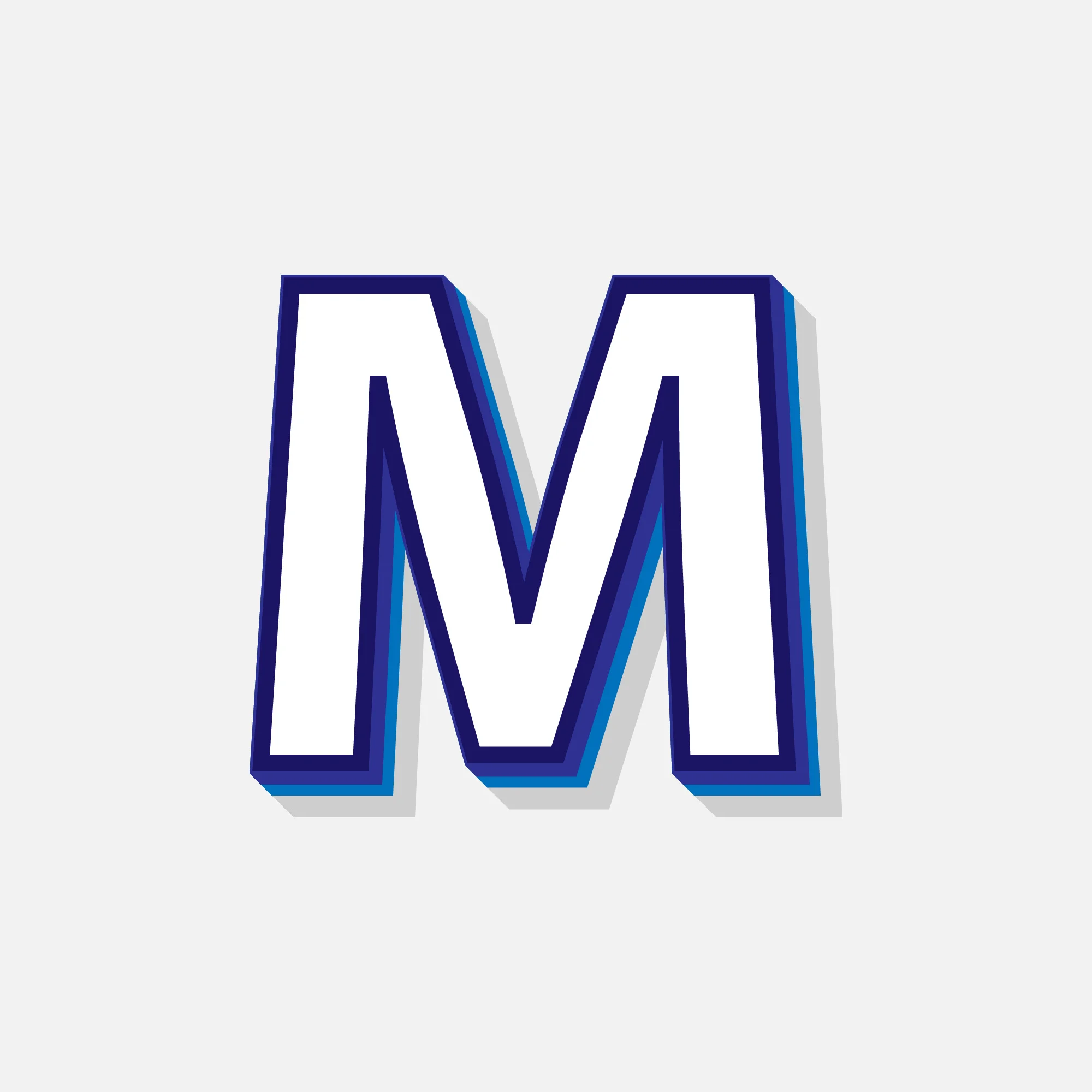 3D Letter M With Blue Border