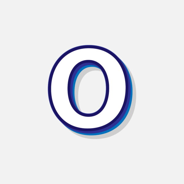 3D Letter O With Blue Border