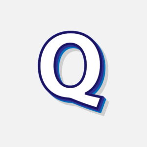 3D Letter Q With Blue Border