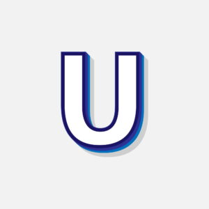 3D Letter U With Blue Border