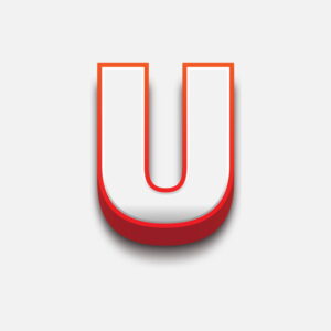 3D Letter U With Red Border