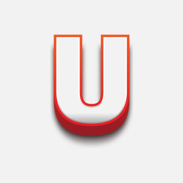 3D Letter U With Red Border