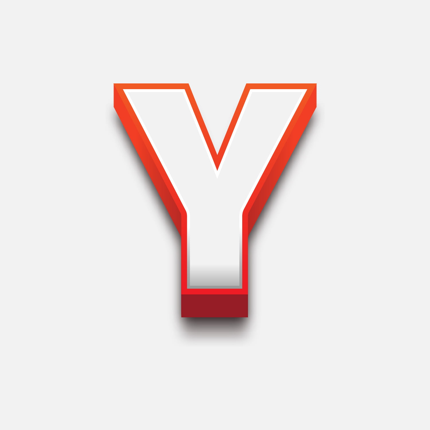 3D Letter Y With Red Border