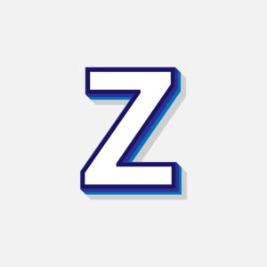3D Letter Z With Blue Border