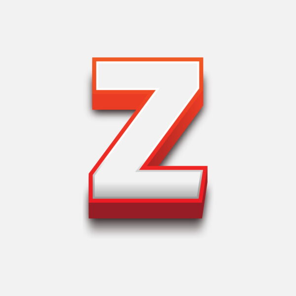 3D Letter Z With Red Border