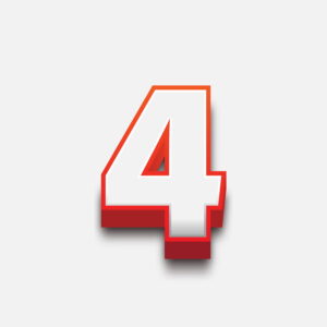 3D Number Four With Red Border