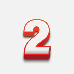 3D Number Two With Red Border