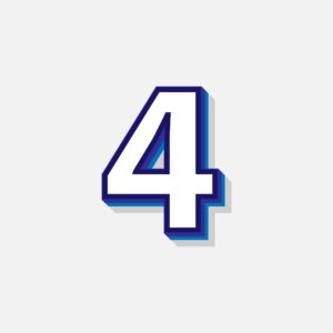 3D Number Four With Blue Border