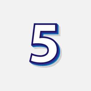 3D Number Five With Blue Border