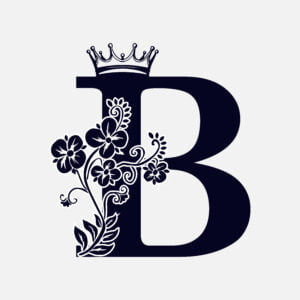 Floral Letter B with Crown