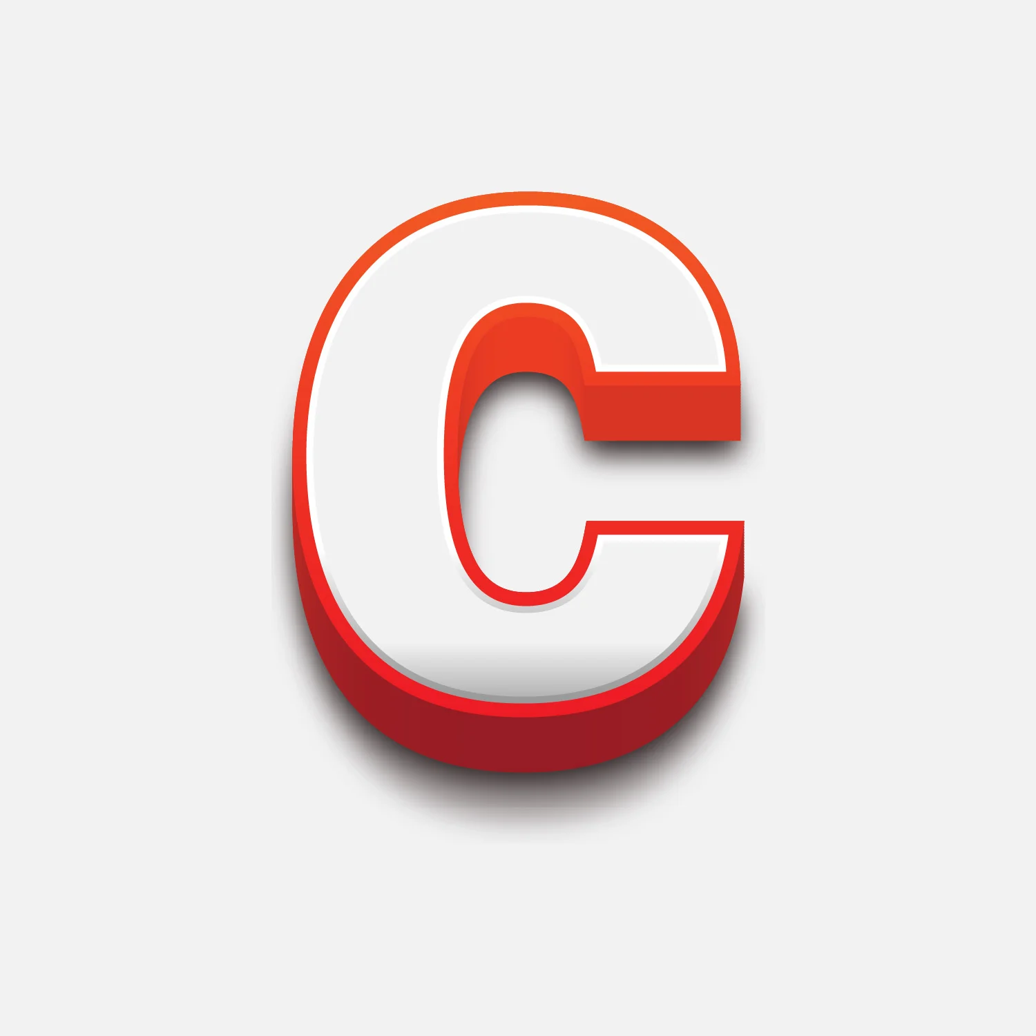 3D Letter C With Red Border