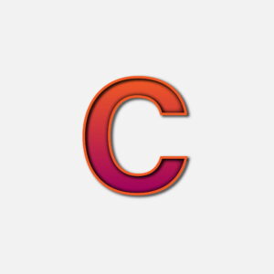 Letter C with orange color frame