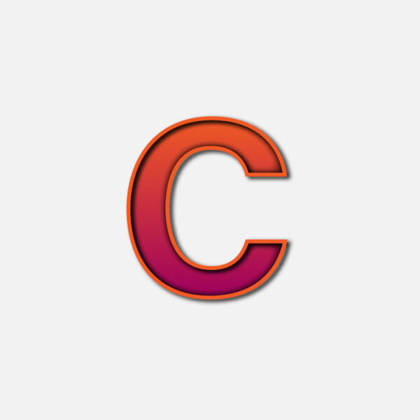 Letter C with orange color frame