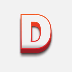 3D Letter D With Red Border