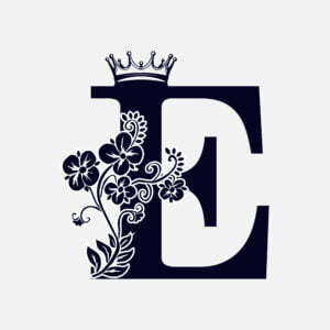Floral Letter E with Crown