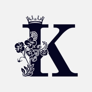Floral Letter K With Crown