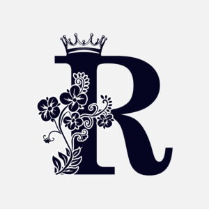 Floral Letter R With Crown