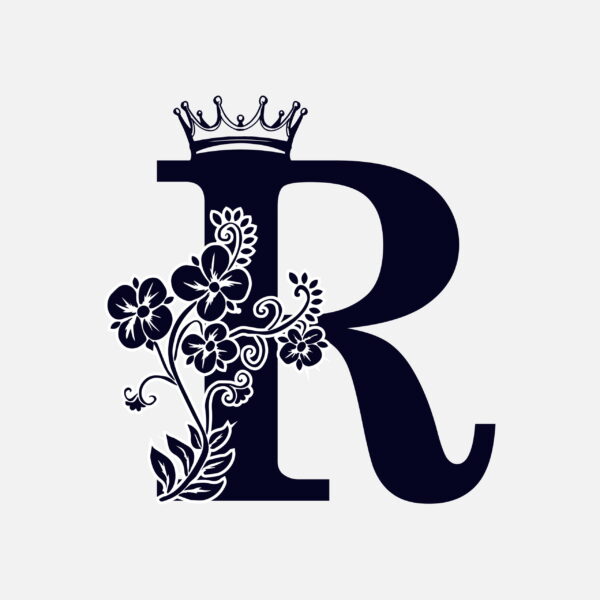 Floral Letter R With Crown