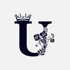 Floral Letter U With Crown