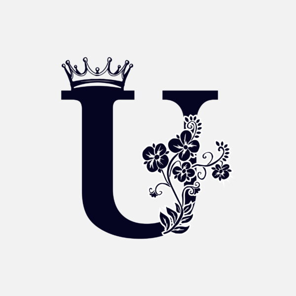Floral Letter U With Crown