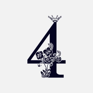 Floral Number Four With Crown