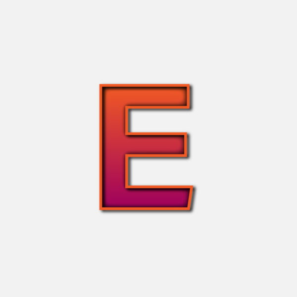 Letter E With Orange Color Frame