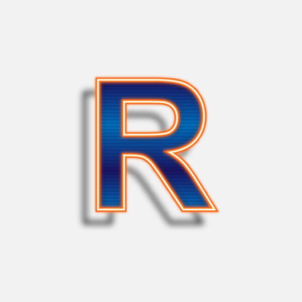 Letter R Neon Effect