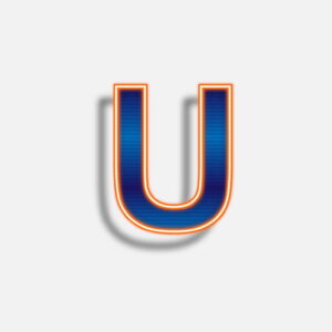 Letter U Neon Effect