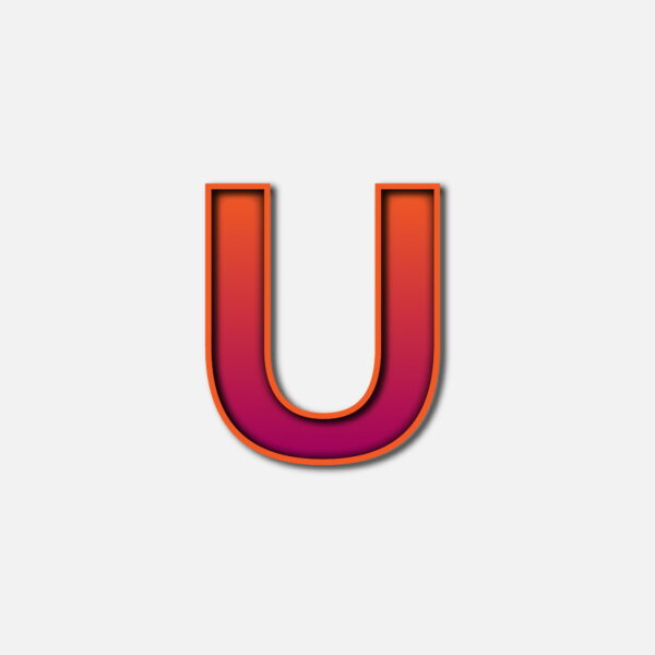 Letter U With Orange Color Frame