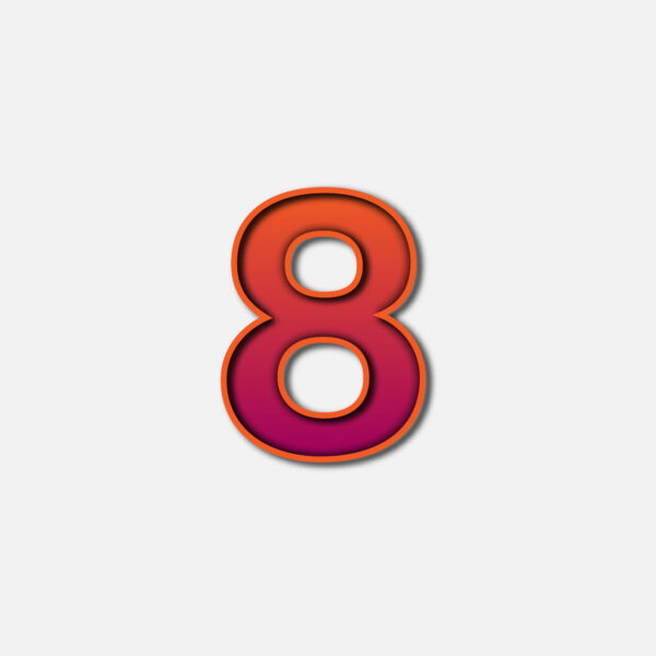 Number Eight With Orange Color Frame