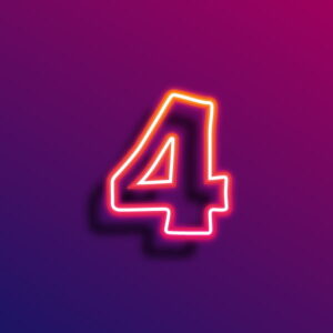 Number Four Neon Light
