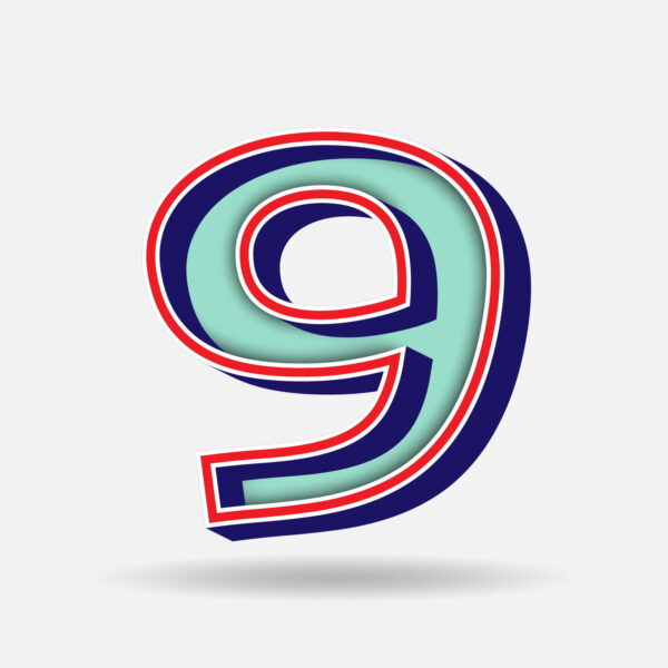 Number Nine With Embedded Frame