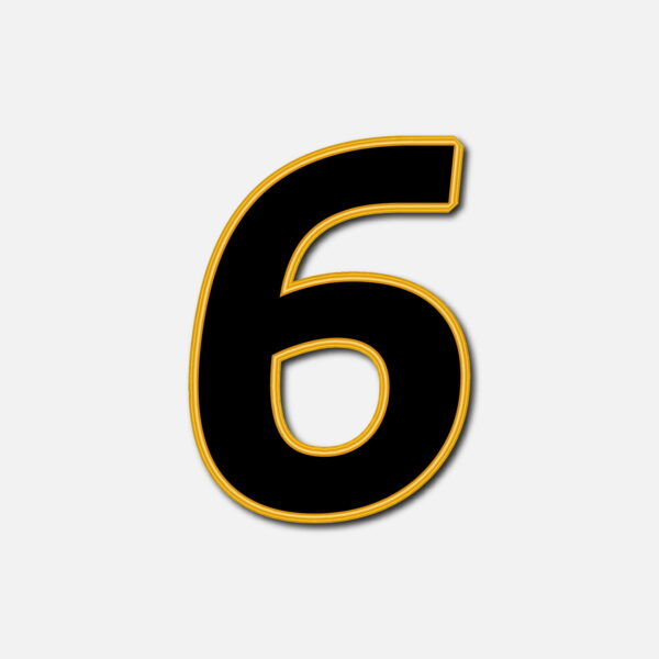 Number Six With Golden Border