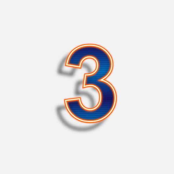 Number Three Neon Effect