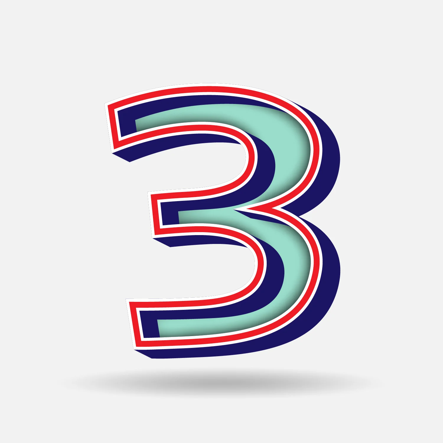 Number Three With Embedded Frame