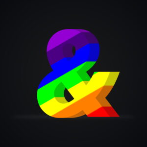 3D Ampersand Symbol Rainbow Effect