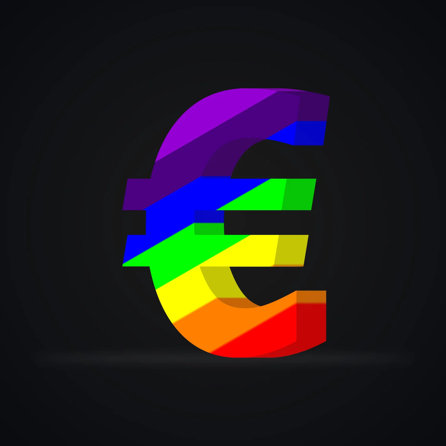 3D Euro Symbol Rainbow Effect