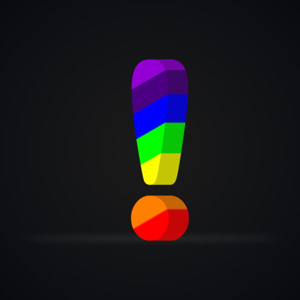 3D Exclamation Symbol Rainbow Effect