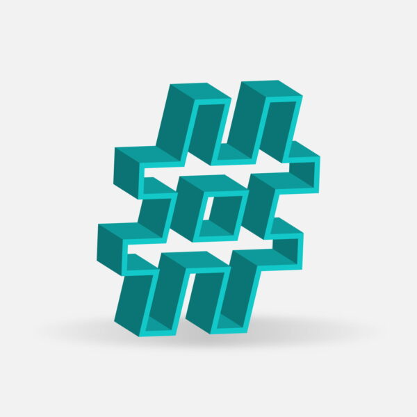 3D Hashtag Symbol Frame Design