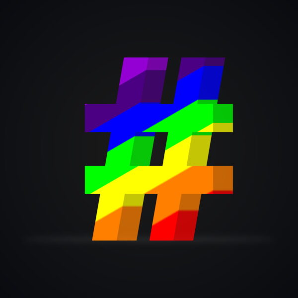 3D Hashtag Symbol Rainbow Effect