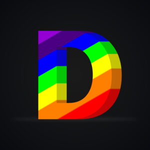 3D Letter D Rainbow Effect
