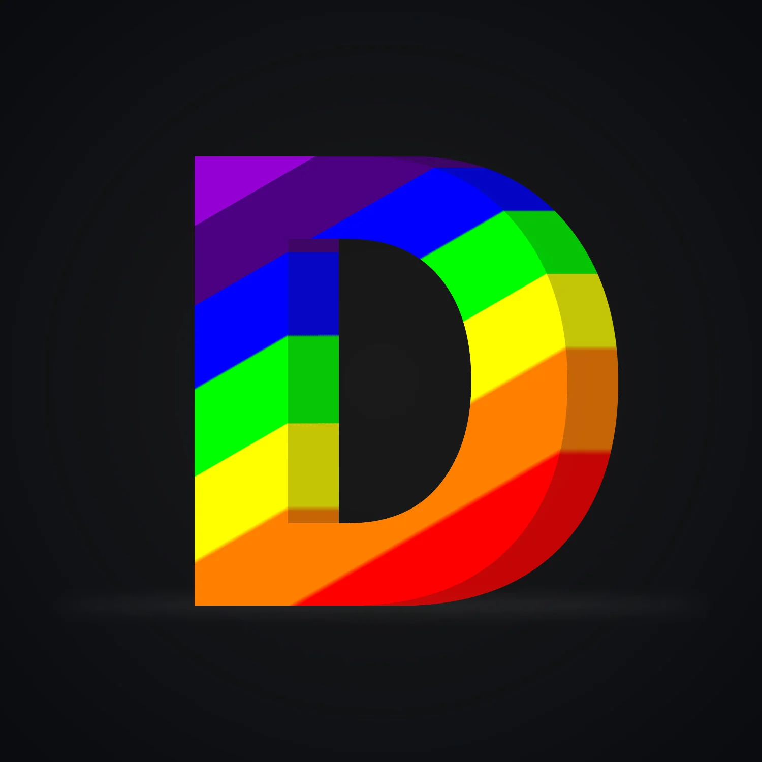 3D Letter D Rainbow Effect