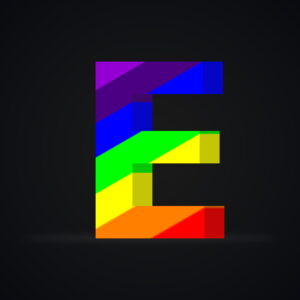 3D Letter E Rainbow Effect