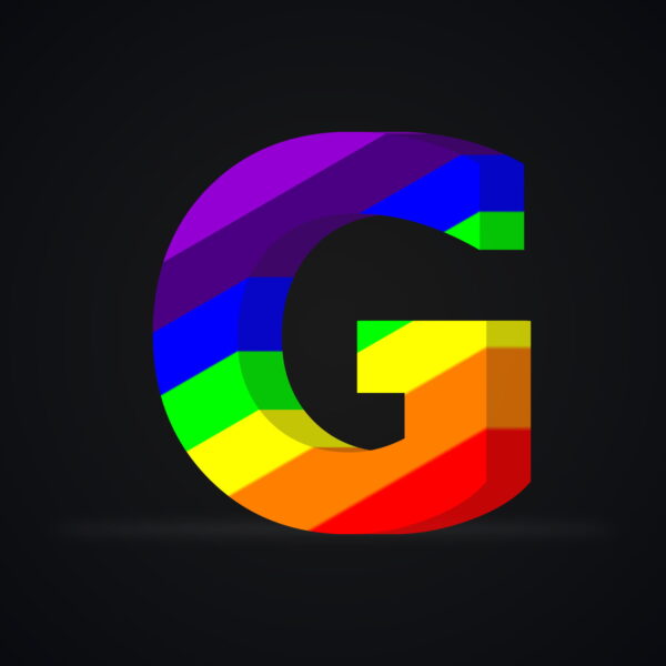 3D Letter G Rainbow Effect